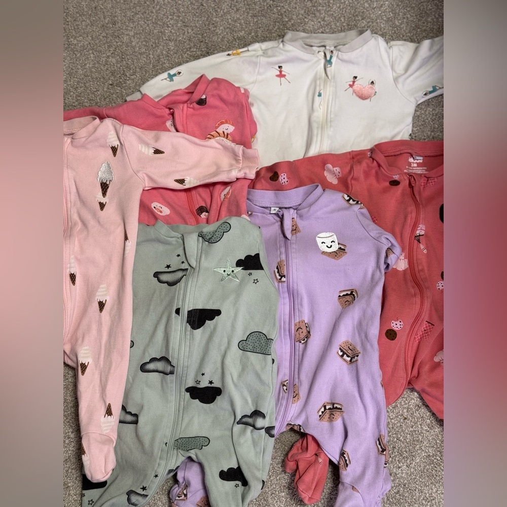Baby Girl Pekkle Footed Sleepers Bundle of 6